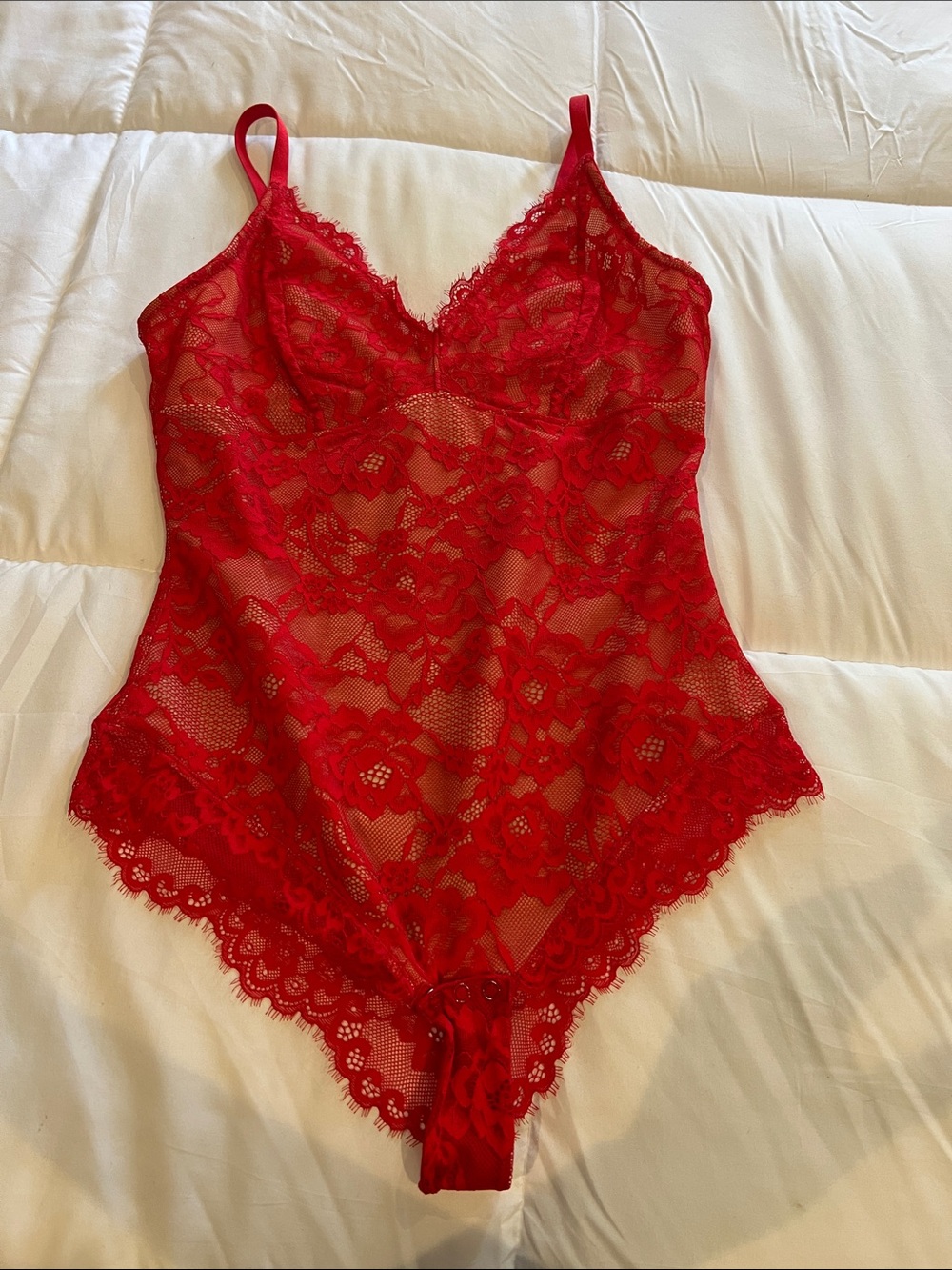 Red Lace Sheer Bodysuit Teddy - Flirty Women's Shapewear